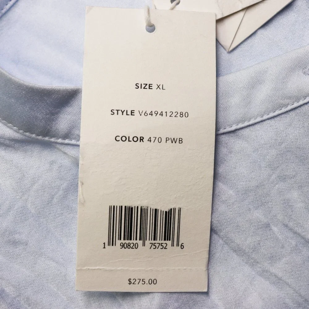 NWT Vince Sleeveless Crushed Satin Band Collar Blouse Powder Blue X Large XL - Picture 6 of 11